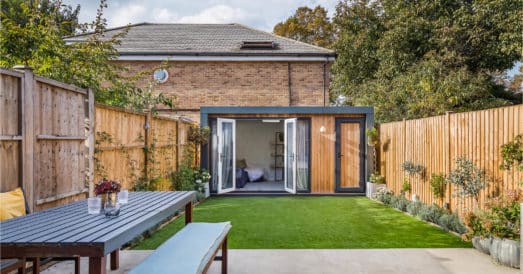 Luxury garden room at the bottom of a narrow garden